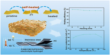 Graphical abstract: Constructing self-healing flexible supercapacitors using a graphene oxide synergistic multi-network polymer-supramolecular hydrogel electrolyte