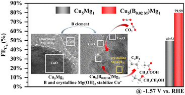 Graphical abstract: Steady Cu+ species via magnesium and boron co-modification for enhanced CO2 electroreduction to C2+ products: an in situ Raman spectroscopic study
