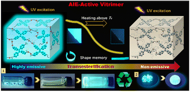 Graphical abstract: AIE-active vitrimer with photoluminescence, reprocessability and shape memory effects