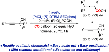 Graphical abstract: Pd((R)-DTBM-SEGphos)Cl2-catalyzed kinetic resolution of tertiary propargylic alcohols