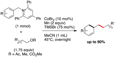 Graphical abstract: Cobalt-catalysed Csp3–Csp3 cross-coupling of benzyl Katritzky pyridinium salts with Callyl–O electrophiles