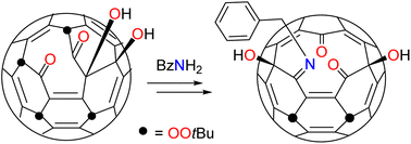 Graphical abstract: Selective deletion of one carbon atom from C60 through benzylamine mediated reactions