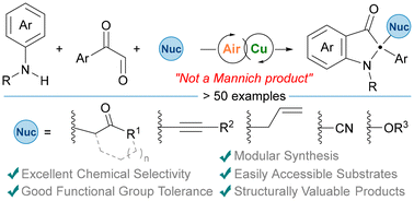 Graphical abstract: Diverting the Mannich reaction to access 2,2-disubstituted indolin-3-ones by merging 1,2-aryl migration and copper-catalyzed aerobic oxidation