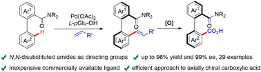 Graphical abstract: Synthesis of axially chiral biaryl-2-carboxamides through Pd(ii)-catalyzed atroposelective C–H olefination