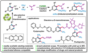 Graphical abstract: Catalytic ortho C–H methylation and trideuteromethylation of arylthianthrenium salts via the Catellani strategy