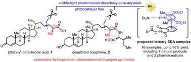 Graphical abstract: Concise synthesis of (25S)-Δ4-dafachronic acid and desulfated boophiline enabled by photoinduced decarboxylative allylation and asymmetric hydrogenation