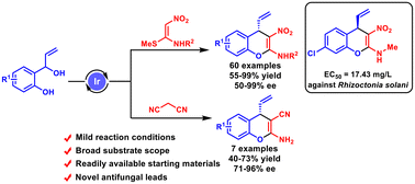 Graphical abstract: Enantioselective synthesis of 2-amino-4H-chromene derivatives with antifungal activities on phytopathogenic fungi