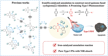 Graphical abstract: Iron(ii)-catalyzed annulation to construct novel quinone-fused cyclopenta[2,1-b]indoles: a promising type I photosensitizer