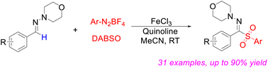 Graphical abstract: Direct C–H sulfonylation of hydrazones involving the insertion of SO2