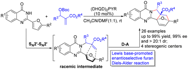 Graphical abstract: Unveiling the role of Lewis bases in cascade furan Diels–Alder cycloadditions: asymmetric synthesis of polycyclic quinazolinones