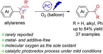 Graphical abstract: Visible light-induced aerobic photooxidative cleavage of C(sp3)–C(sp2) σ-bonds of allylarenes