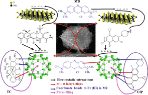 Graphical abstract: Construction of magnetic MoS2/NiFe2O4/MIL-101(Fe) hybrid nanostructures for separation of dyes and antibiotics from aqueous media