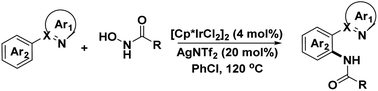 Graphical abstract: Ir(iii)/Ag(i)-catalyzed directly C–H amidation of arenes with OH-free hydroxyamides as amidating agents