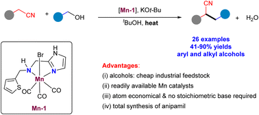 Graphical abstract: Development of an imidazole-based N,N-bidentate ligand for the manganese catalyzed direct coupling of nitriles with alcohols