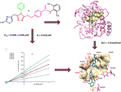 Graphical abstract: Design of potent tyrosinase inhibiting N-arylated-4-yl-benzamides bearing 2-aminothiazole-triazole bi-heterocycles: mechanistic insight through enzyme inhibition, kinetics and computational studies