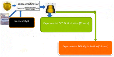 Graphical abstract: Modeling and optimization of transesterification of Jatropha oil to fatty acid methyl ester: application of response surface methodology (CCD) and Taguchi orthogonal method