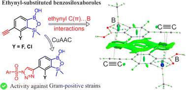 Graphical abstract: Ethynyl-substituted benzosiloxaboroles: the role of C(π)⋯B interactions in their crystal packing and use in Cu(i)-catalyzed 1,3-dipolar cycloaddition