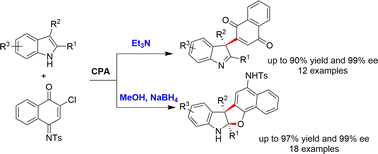 Graphical abstract: Switchable divergent synthesis of chiral indole derivatives via catalytic asymmetric dearomatization of 2,3-disubstituted indoles