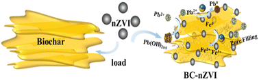 Graphical abstract: Removal mechanism of Pb(ii) from soil by biochar-supported nanoscale zero-valent iron composite materials