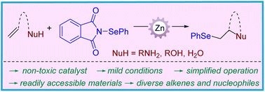 Graphical abstract: Zn(OTf)2-catalyzed intra- and intermolecular selenofunctionalization of alkenes under mild conditions