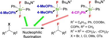 Graphical abstract: Modified aryldifluorophenylsilicates with improved activity and selectivity in nucleophilic fluorination of secondary substrates
