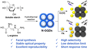 Graphical abstract: Facile synthesis of N-doped graphene quantum dots as a fluorescent sensor for Cr(vi) and folic acid detection