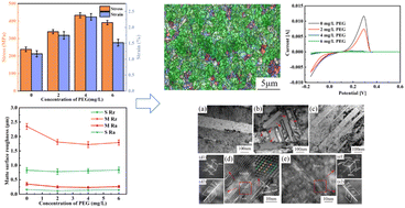 Graphical abstract: Electrodeposition, microstructure and characterization of high-strength, low-roughness copper foils with polyethylene glycol additives