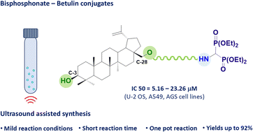 Graphical abstract: Ultrasound-assisted synthesis of new bisphosphonate–betulin conjugates and preliminary evaluation of their cytotoxic activity