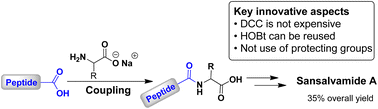Graphical abstract: A practical method for the synthesis of small peptides using DCC and HOBt as activators in H2O–THF while avoiding the use of protecting groups