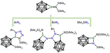 Graphical abstract: Avenue to novel o-carboranyl boron compounds – reactivity study of o-carborane-fused aminoborirane towards organic azides