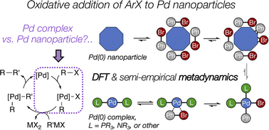 Graphical abstract: Computational analysis of R–X oxidative addition to Pd nanoparticles