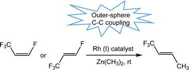 Graphical abstract: C–H and C–F bond activation of fluorinated propenes at Rh: enabling cross-coupling reactions with outer-sphere C–C coupling