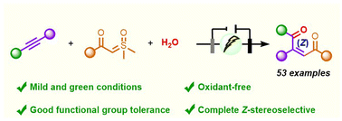 Graphical abstract: Electrochemical stereoselective synthesis of polysubstituted 1,4-dicarbonyl Z-alkenes via three-component coupling of sulfoxonium ylides and alkynes with water