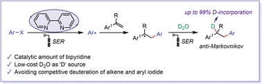 Graphical abstract: Electroreductive deuteroarylation of alkenes enabled by an organo-mediator