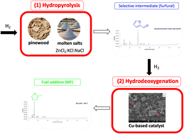 Graphical abstract: 2-Methylfuran from pinewood by molten-salt hydropyrolysis and catalytic hydrogenation of the furfural intermediate