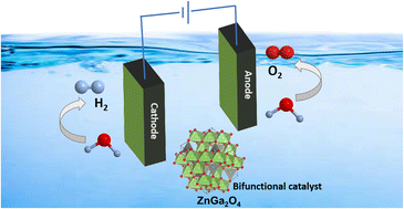 Graphical abstract: Improved catalytic activity on transitioning from inverse to normal spinel in Zn2−xGa2xSn1−xO4: a robust bifunctional OER and HER electrocatalyst