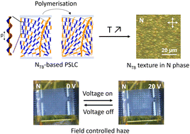 Graphical abstract: Polymerisation of twist-bend nematic textures for electro-optical applications