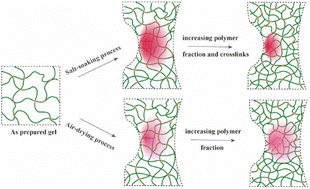 Graphical abstract: Strong, tough and conductive single-network hydrogels based on deswelling and the salting-out effect