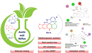 Graphical abstract: In silico exploration of acetic acid driven multicomponent synthesis: design, characterization, and antioxidant evaluation of spiroacridines and spiroquinolines