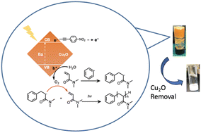 Graphical abstract: Photocatalyzed dimethylacrylamide polymerization in an aqueous solution using 4-nitrophenylacetylene-modified Cu2O crystals