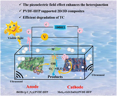 Graphical abstract: The construction of a photocatalytic fuel cell based on piezoelectric-enhanced dual heterojunctions of PVDF–HFP supported 2D/3D composites toward photocatalytic degradation of tetracycline