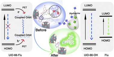 Graphical abstract: Fluorophore branching boosted photo-induced energy transfer in UiO-66 for ultrasensitive and instant hydrazine sensing