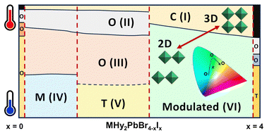 Graphical abstract: Layered methylhydrazinium lead halide perovskites: new crystal polymorphs with a tailored band gap and photoluminescence colour via halide substitution