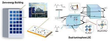 Graphical abstract: A highly transparent and efficient luminescent solar concentrator based on nanosized molybdenum clusters and quantum-cutting perovskite nanocrystals