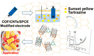 Graphical abstract: Triazine-based COF/CNTs as an electrochemical sensor for the simultaneous detection of sunset yellow and tartrazine in food samples
