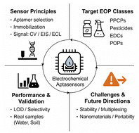 Graphical abstract: Electrochemical aptasensing strategies for emerging organic pollutants in environmental analysis