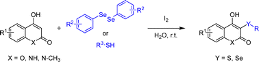 Graphical abstract: Chalcogenylation of 4-hydroxycoumarins and 4-hydroxyquinolinones in water at room temperature