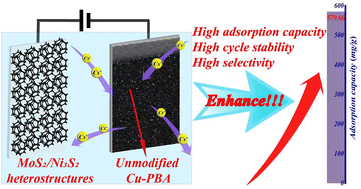 Graphical abstract: Enhanced electrochemical Cs+ extraction performance enabled by a MoS2/Ni3S2 heterostructure counter electrode