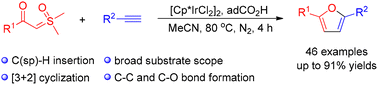 Graphical abstract: Iridium-catalyzed [3+2] cyclization of terminal alkynes with sulfoxonium ylides to construct 2,5-disubstituted furans