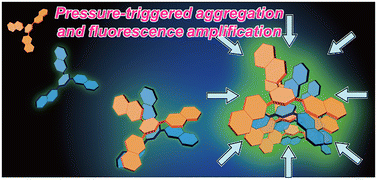 Graphical abstract: Pressure-triggered simultaneous amplification of aggregation and fluorescence in a chromophoric soft tripod